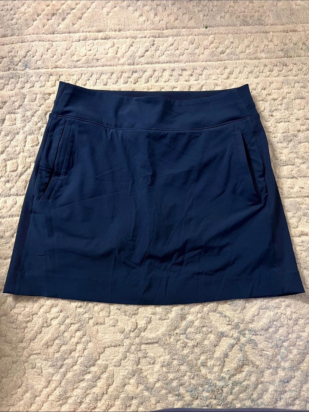 Women’s Navy Active Mini Skirt with Zip Pockets and built in shorts
